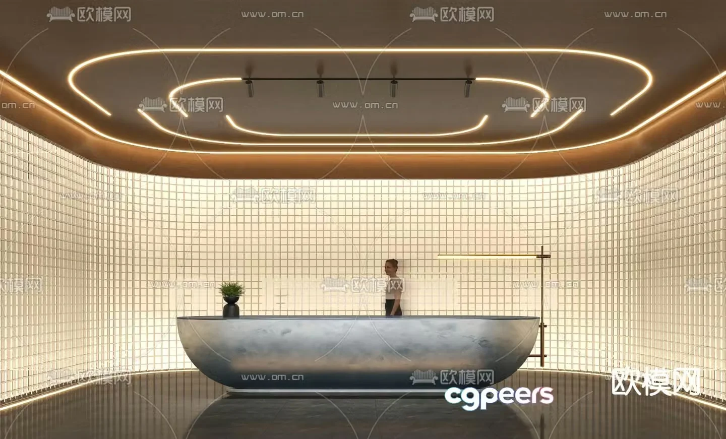 Light luxury front desk reception desk information desk 3D model