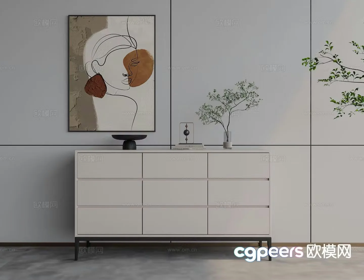 Modern entrance entrance cabinet chest of cabinet 3d model
