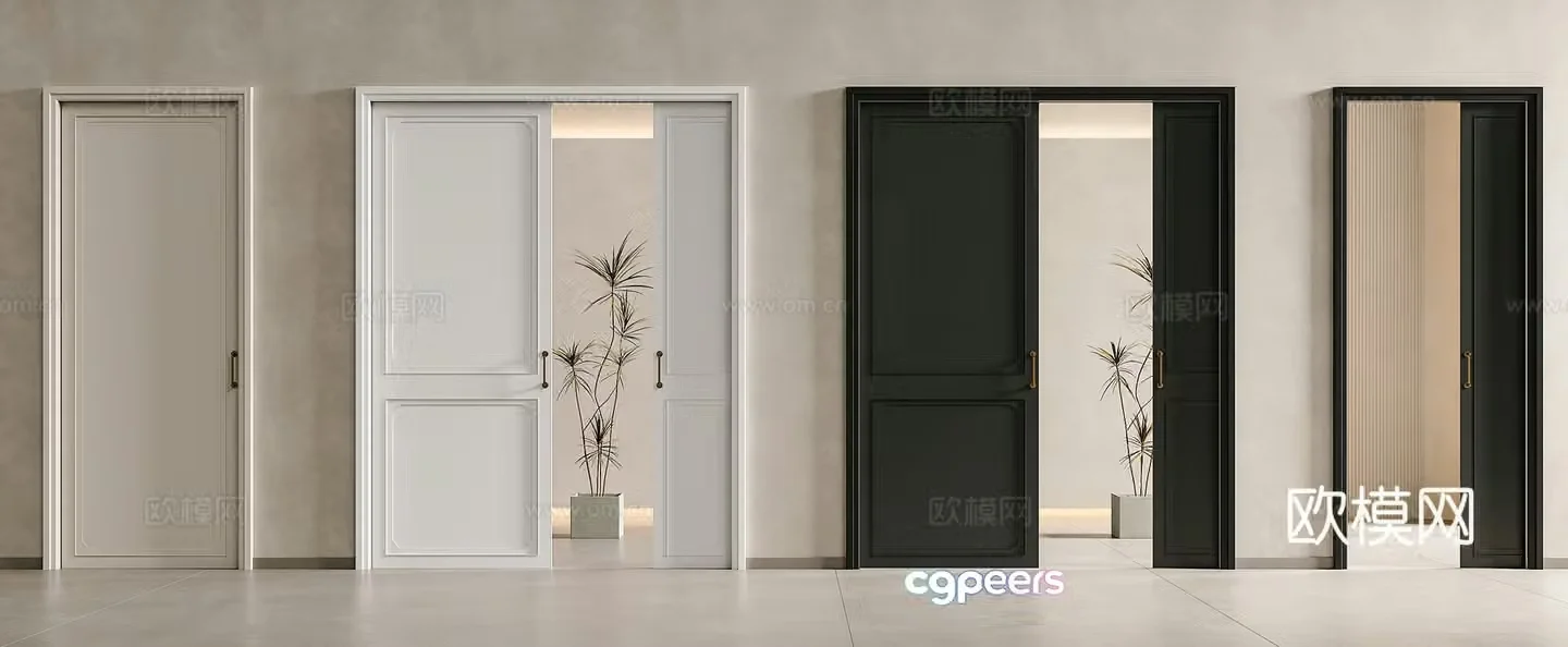 French sliding doors Pocket doors Ghost doors Trackless sliding doors Invisible track doors Sliding doors 3D model