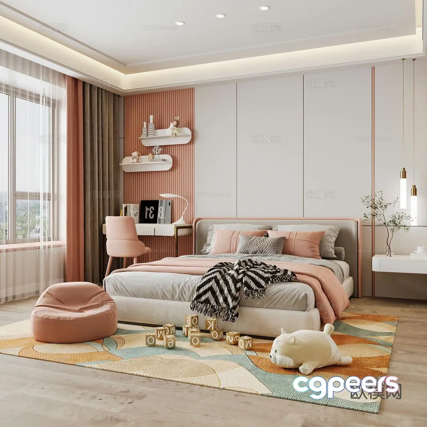 Modern children’s room girl’s room 3d model