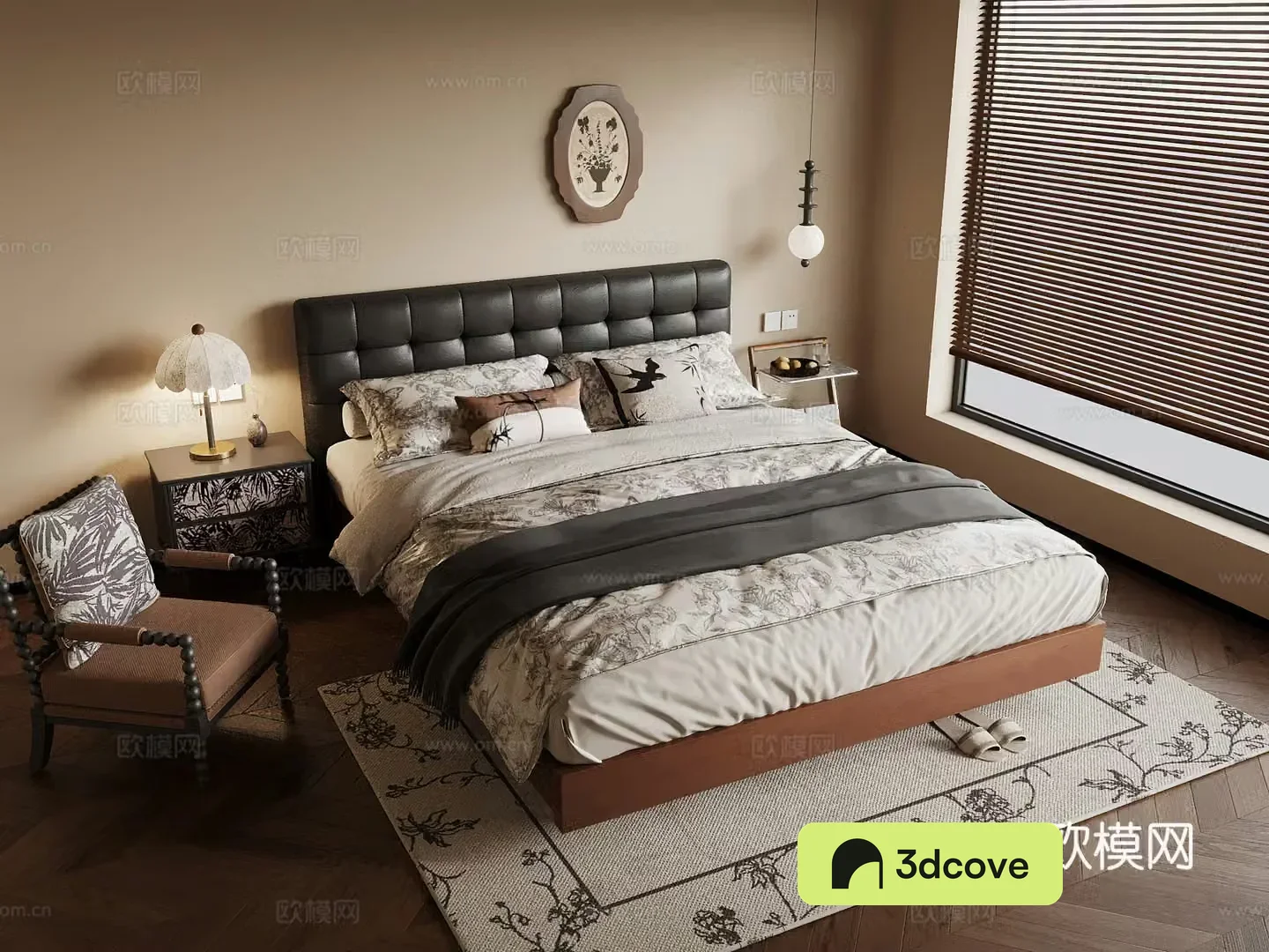 Middle French bedroom double bed