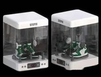 Green And White Sneakers In A Display Case 3D Model – 6232 – VRAY Render