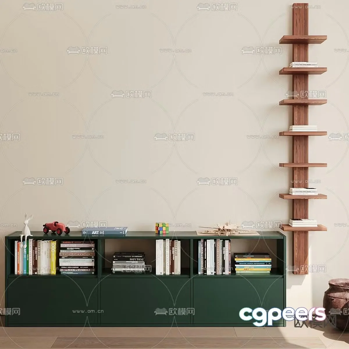Modern children’s bookcase 3d model