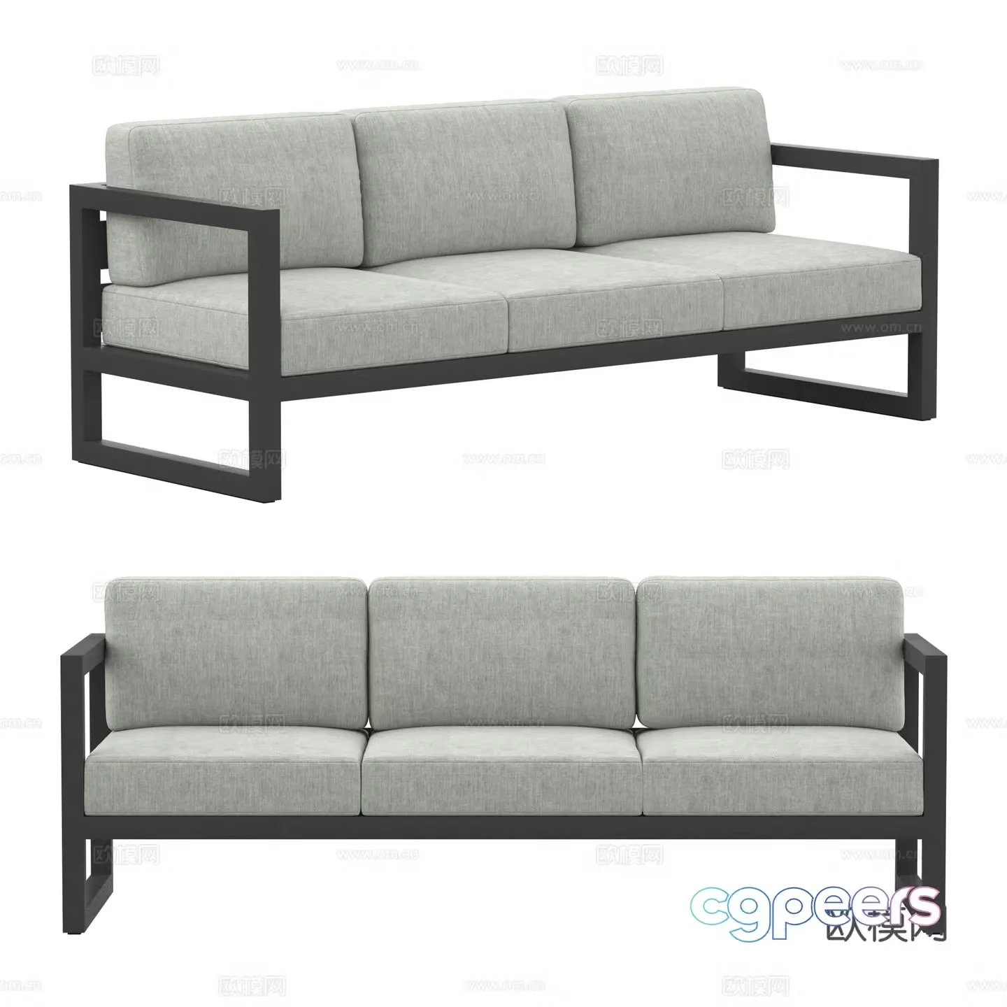 New Chinese sofa three-person sofa 3D model