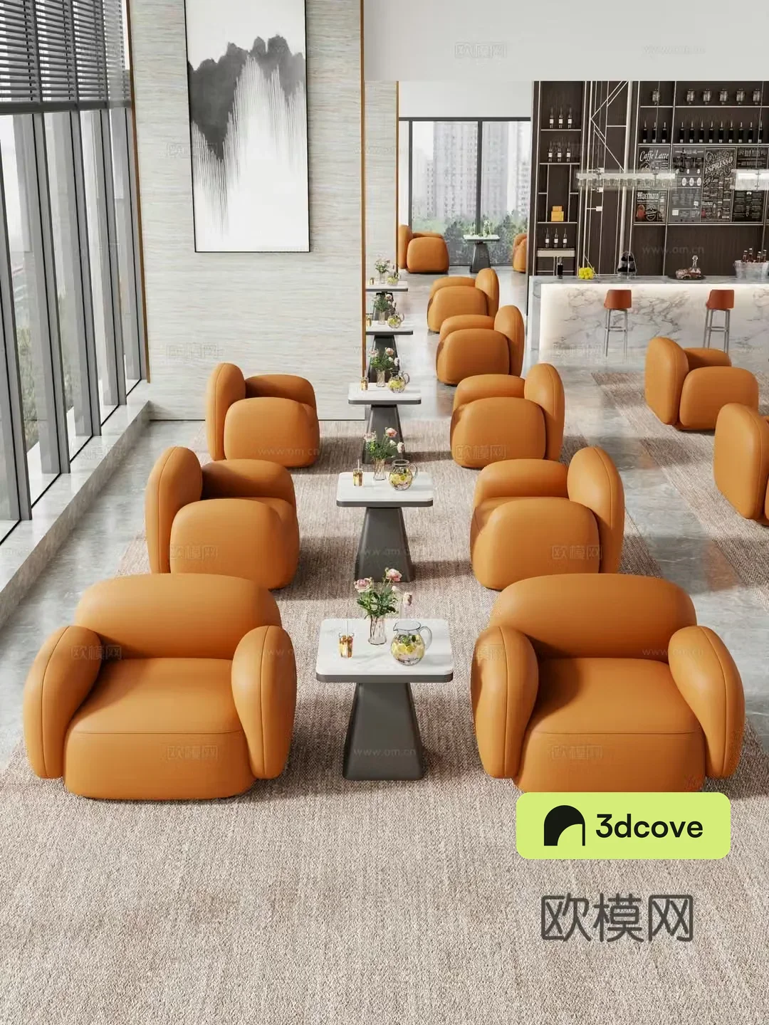 Lobby sofa combination Lobby sofa coffee table Casual sofa