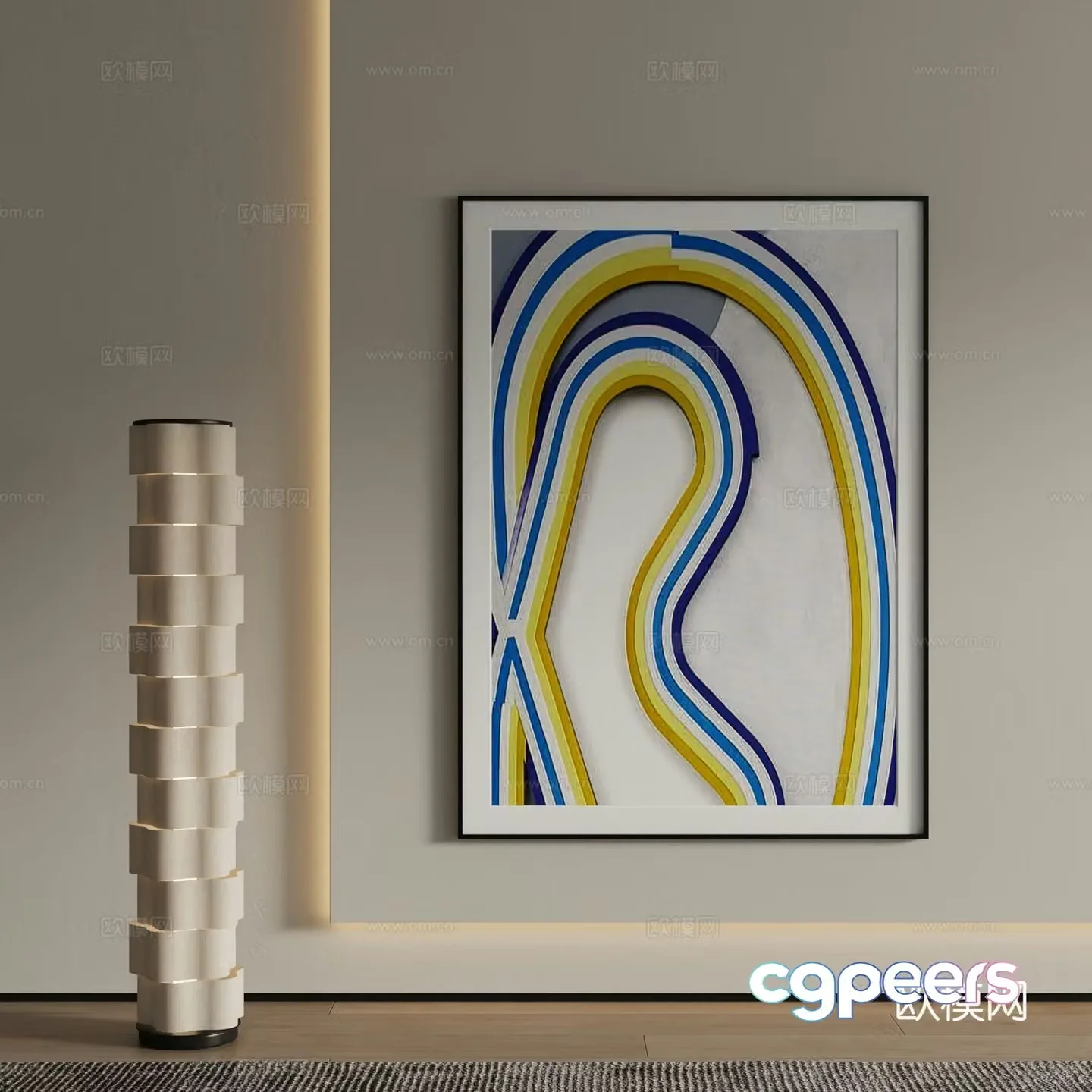 Modern decorative painting Abstract hanging painting 3d model