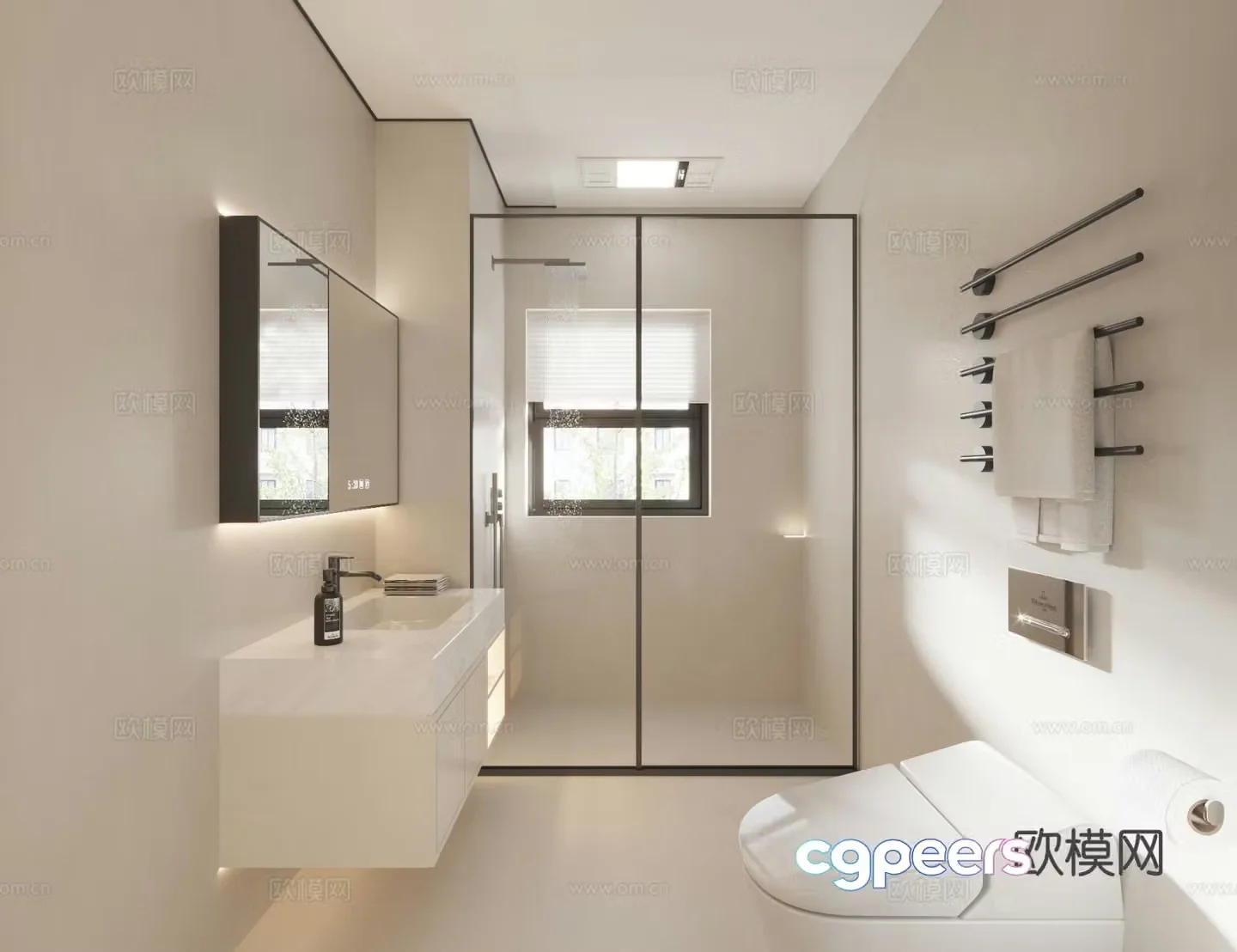 Cream style bathroom bathroom 3d model