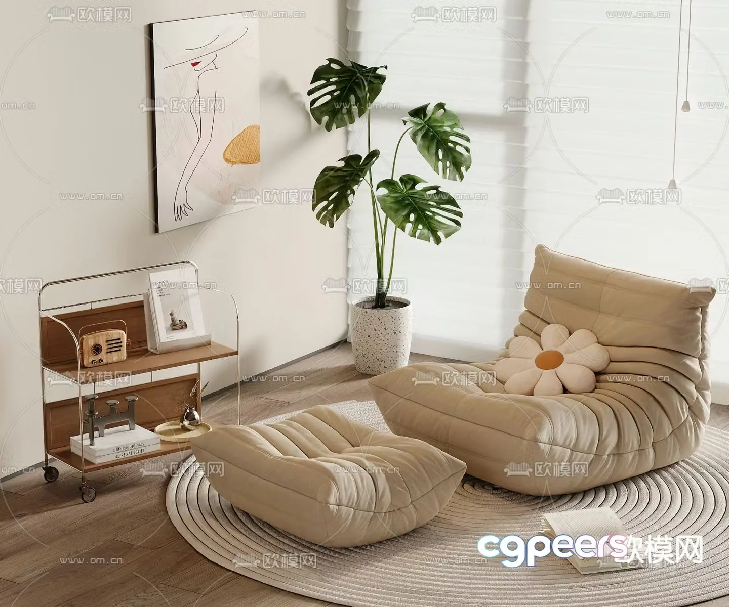 Beanbag caterpillar sofa 3d model