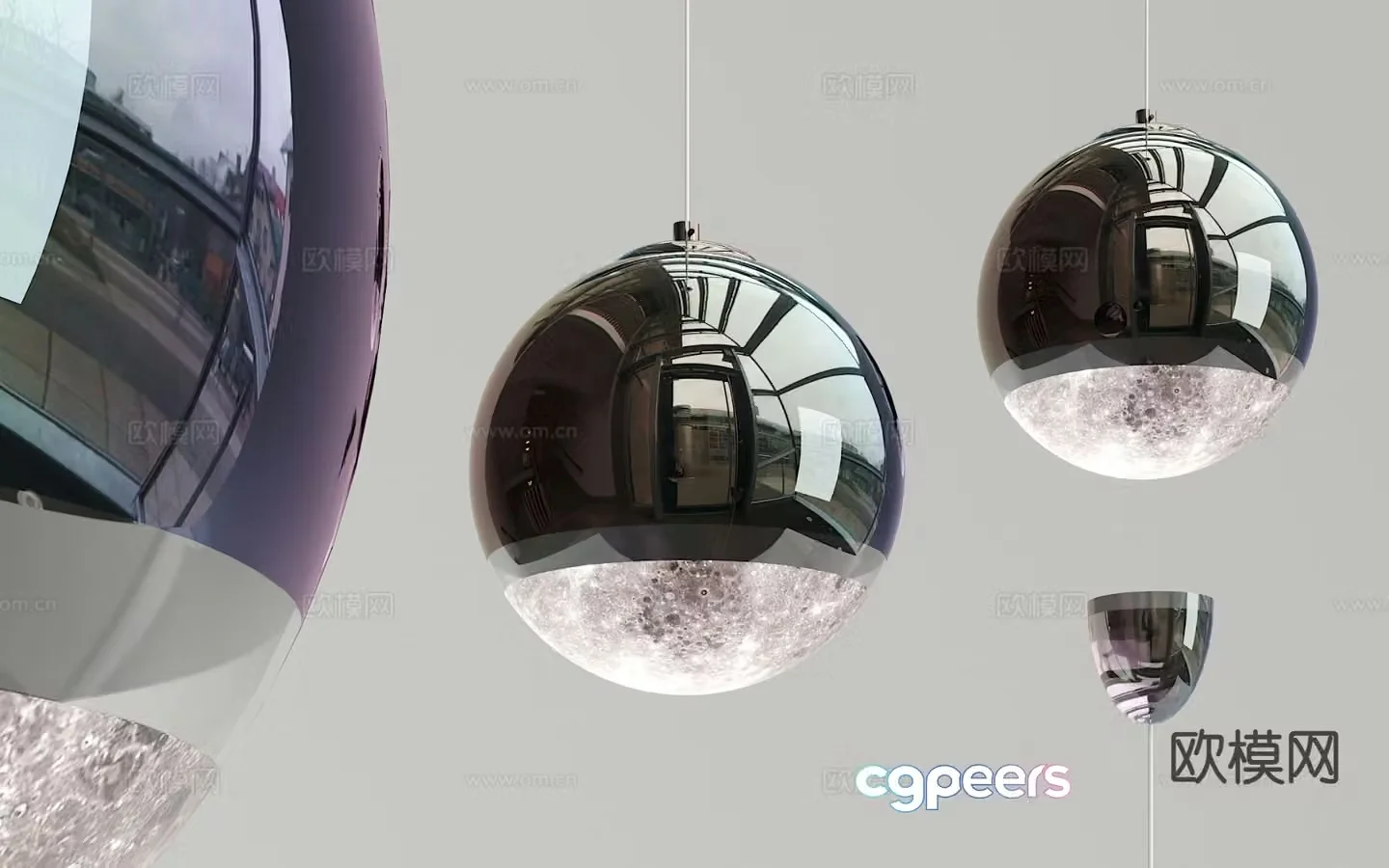 Modern glass ball small chandelier 3d model