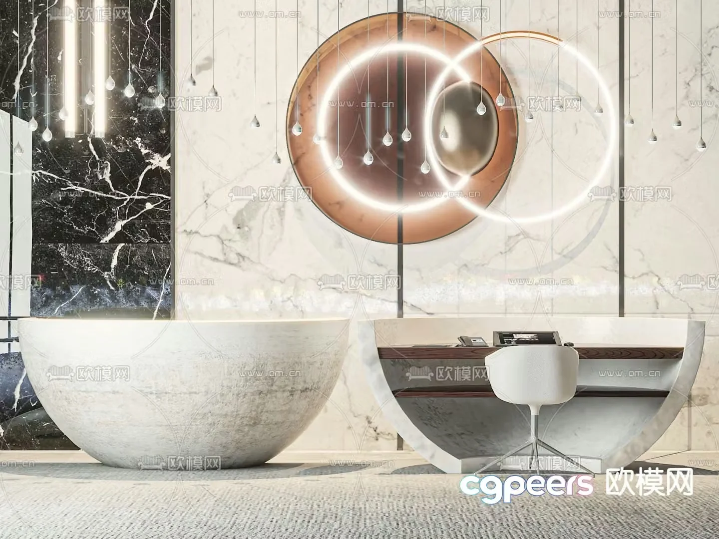 Modern front desk reception desk service desk 3d model