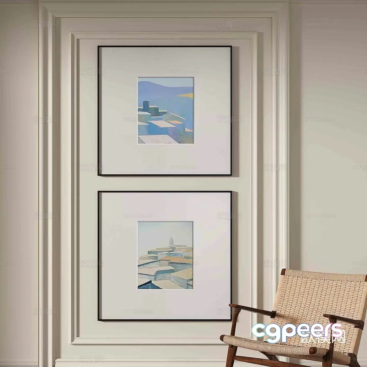 Modern minimalist oil painting decorative painting 3d model