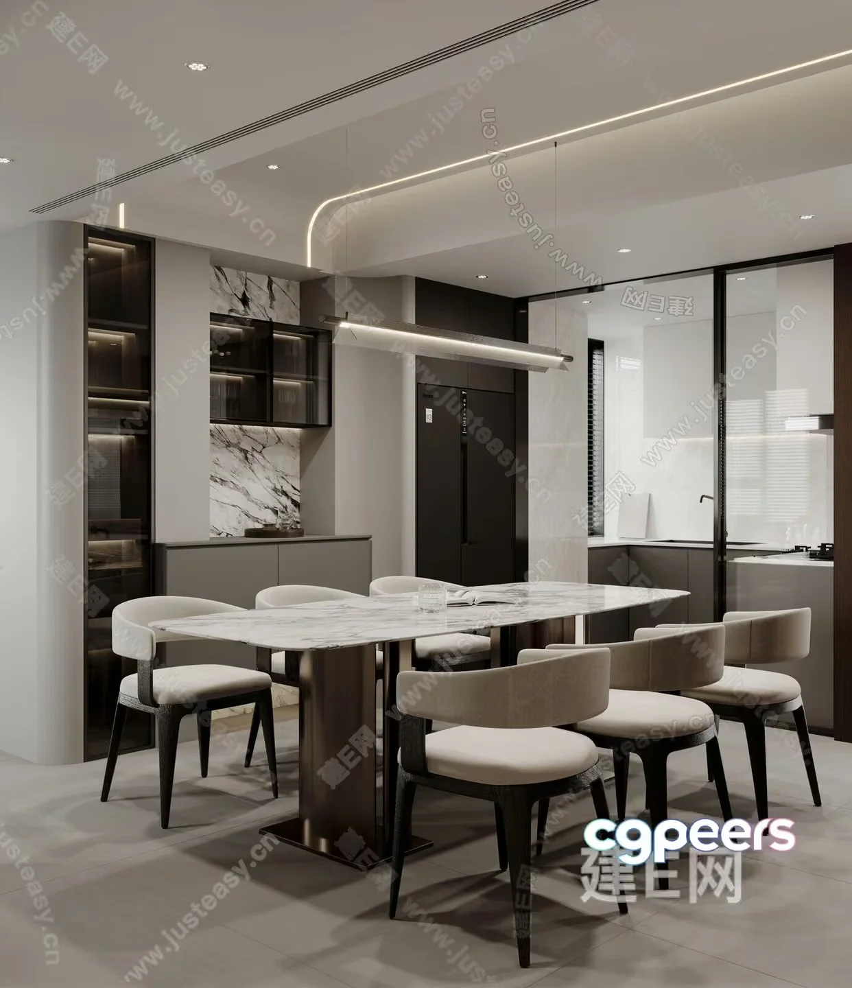 Modern Dining Room 3D Model – 3968 – CORONA Render