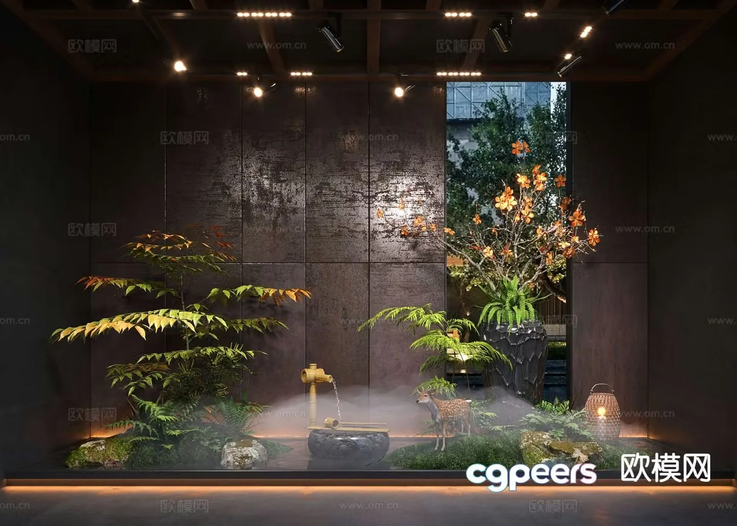 New Chinese style indoor landscaping landscape plants 3D model