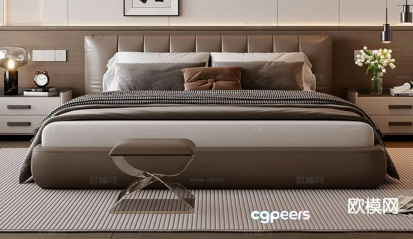 Italian double bed 3d model