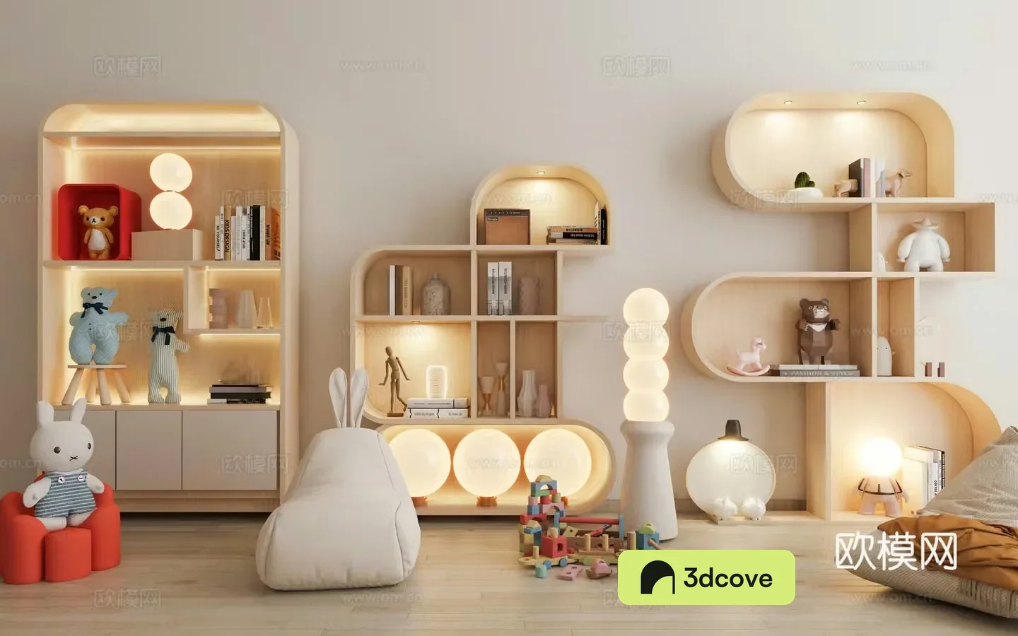 Children’s bookshelf decoration cabinet Children’s room bookcase study living room finished bookcase kindergarten short book