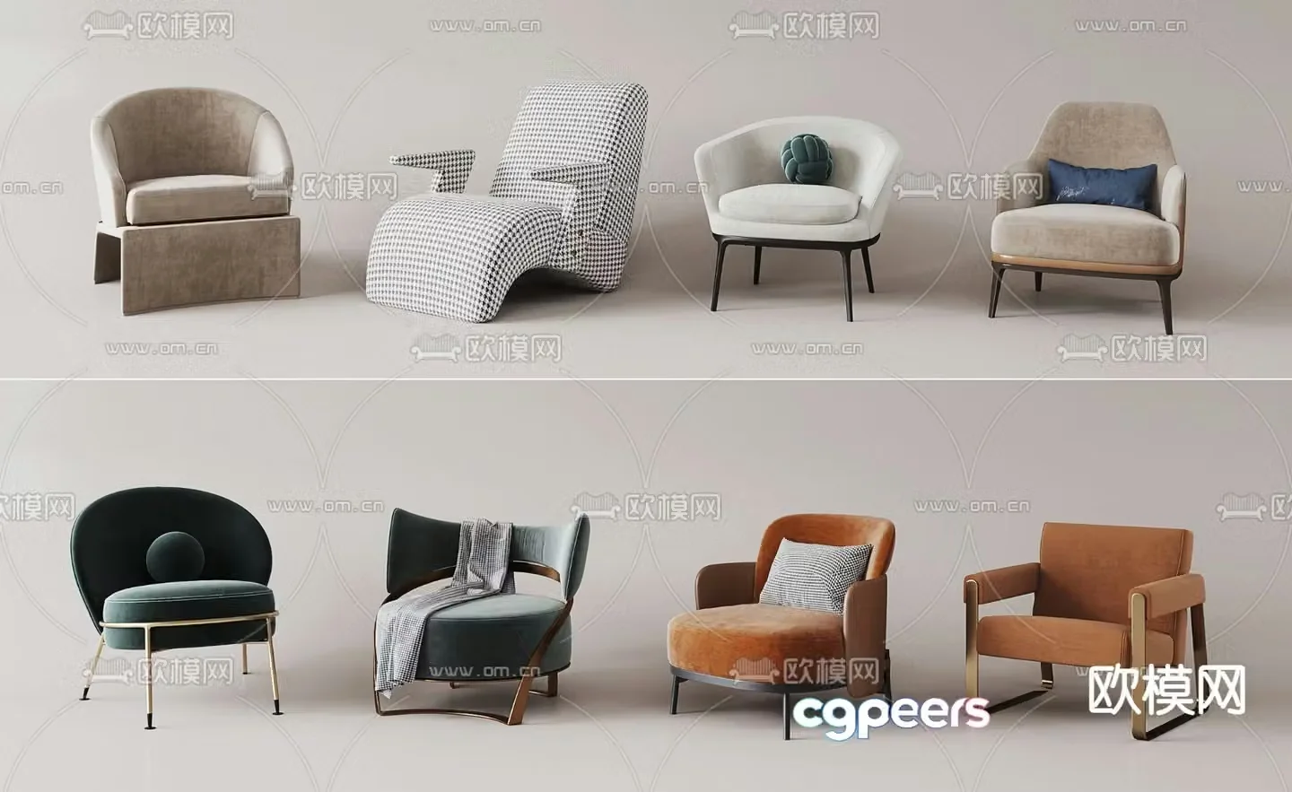 Light luxury sofa chair leisure chair 3d model