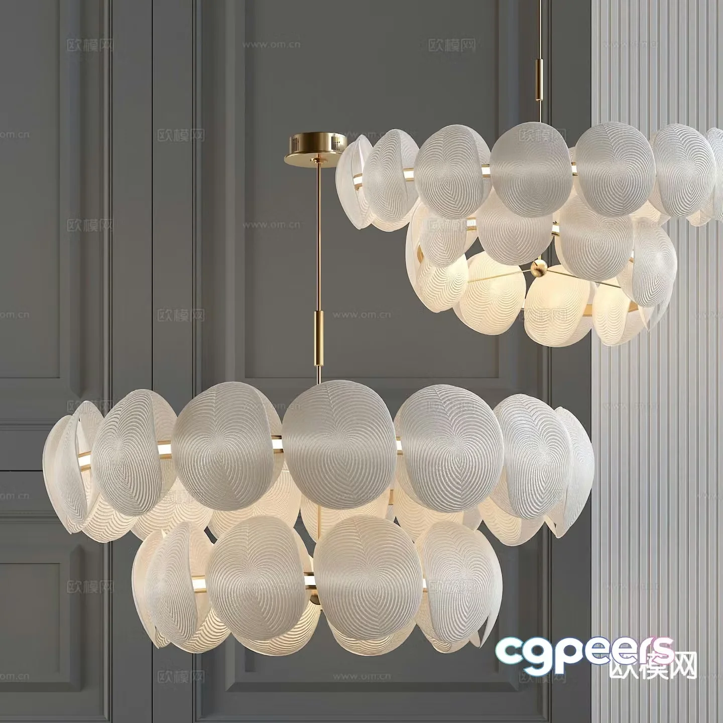 Light luxury chandelier ring chandelier 3d model