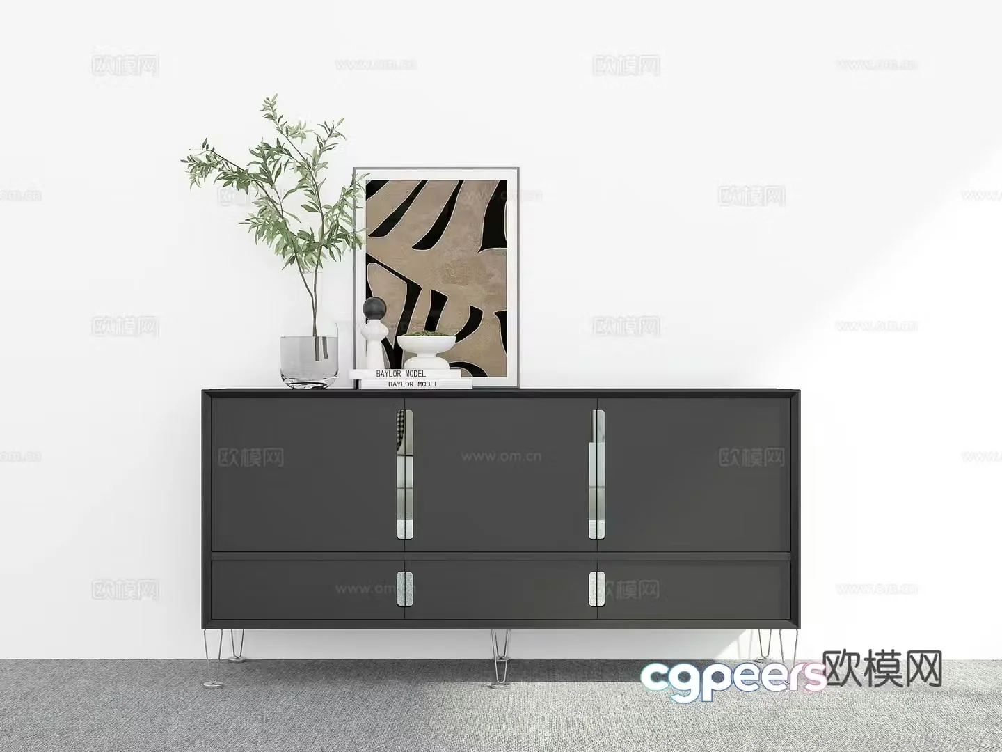 Modern side cabinet side view cabinet entrance cabinet 3D model