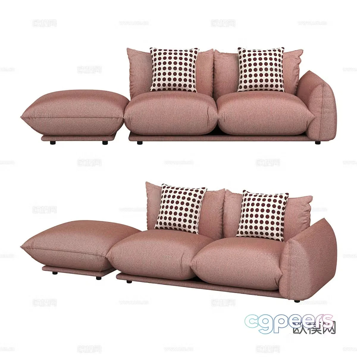 Modern simple three-person sofa leather sofa splicing sofa 3d model