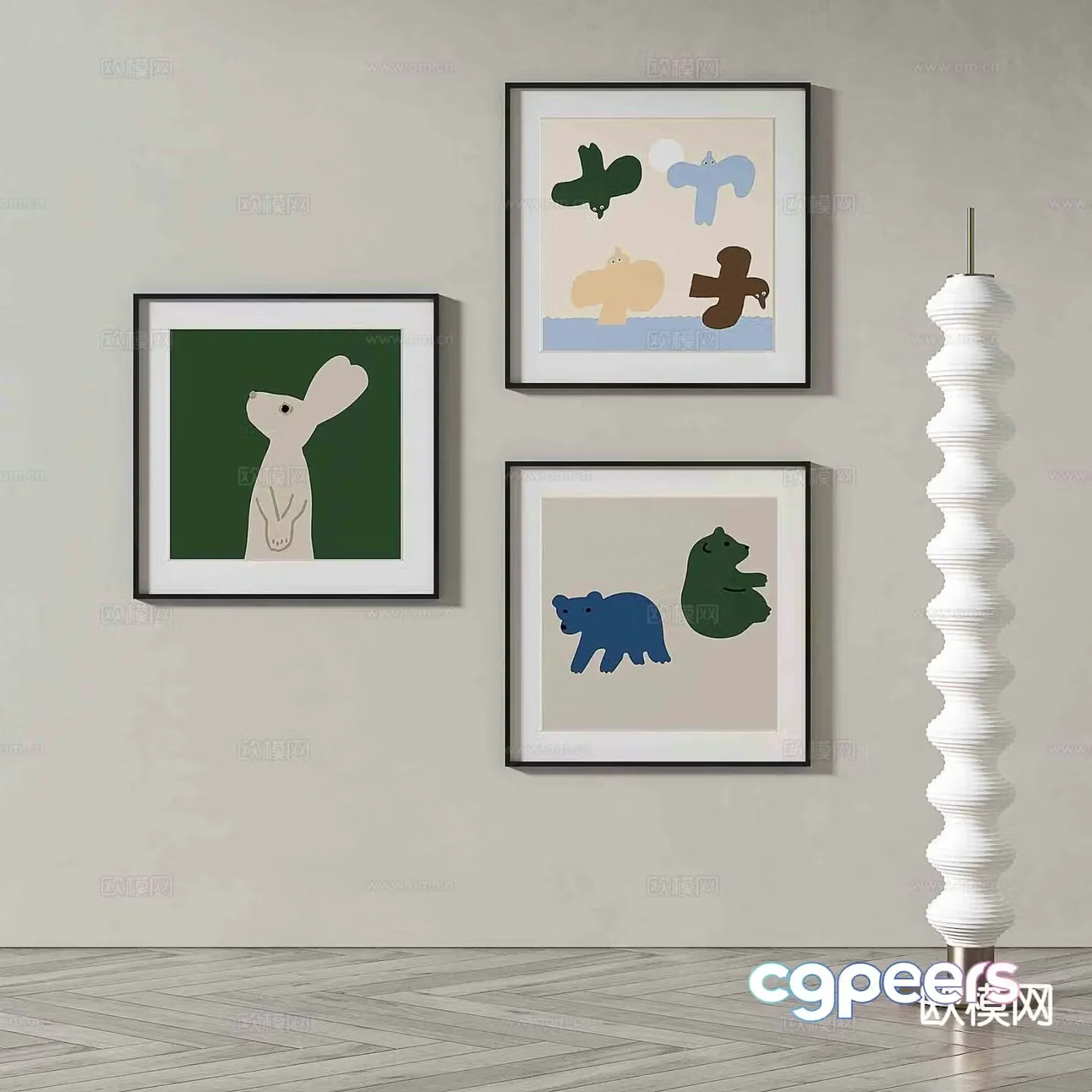 Modern art painting cartoon painting decorative painting 3d model