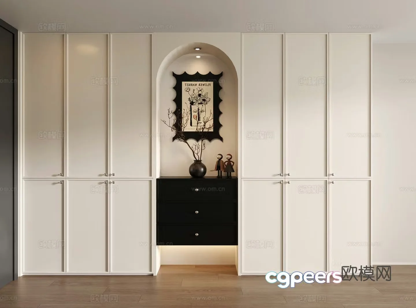 French sideboard decorative cabinet porch cabinet partition cabinet 3D model