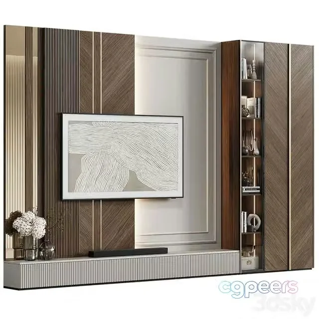3ds Max Free – TV wall in modern classic style with decor 23