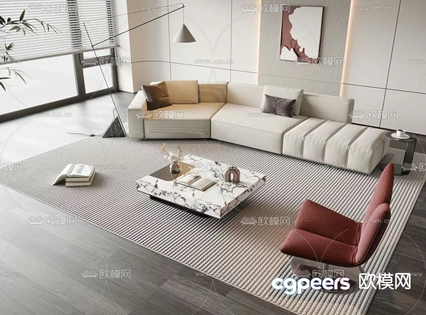 Modern sectional sofa 3d model