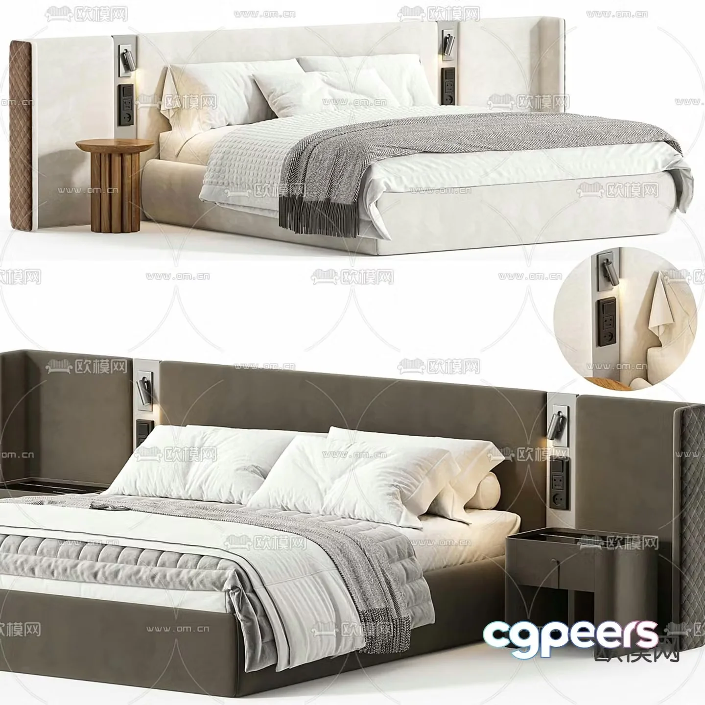 ALEXANDRA fabric double bed 3d model