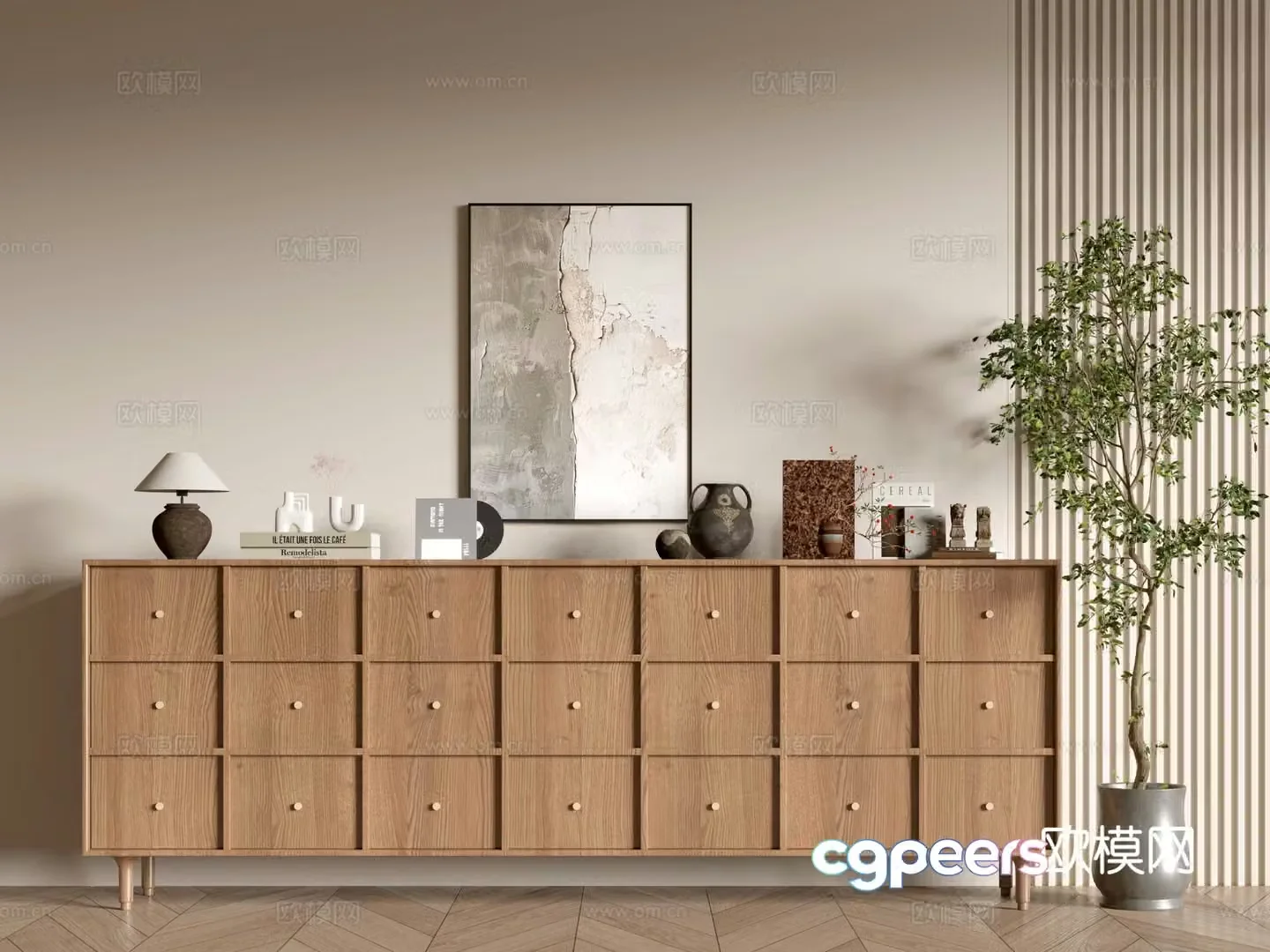 Wabi-sabi entrance cabinet 3d model