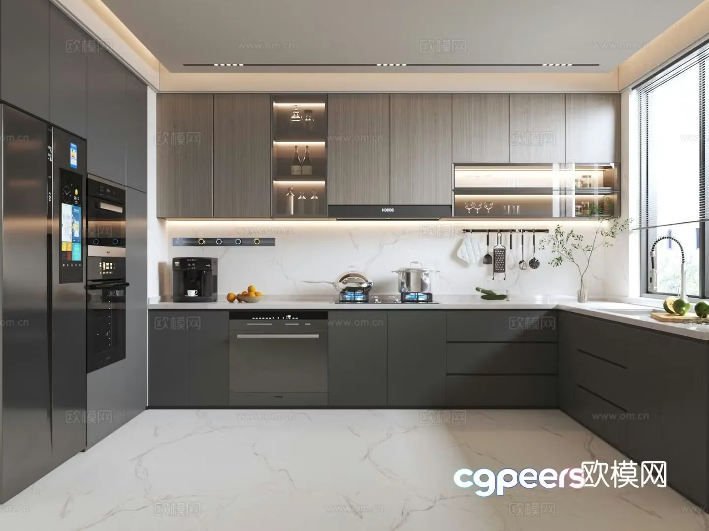 modern kitchen cabinet 3d model