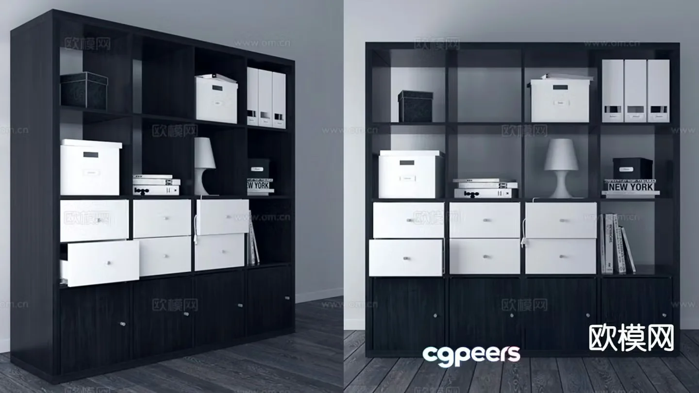 Modern bookcase display cabinet 3d model
