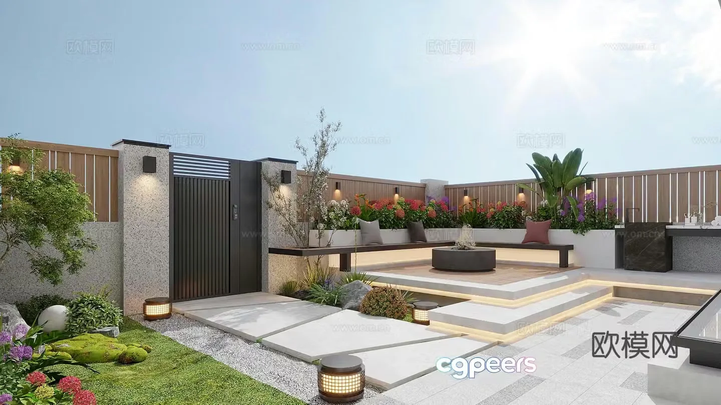 Villa courtyard 3d model