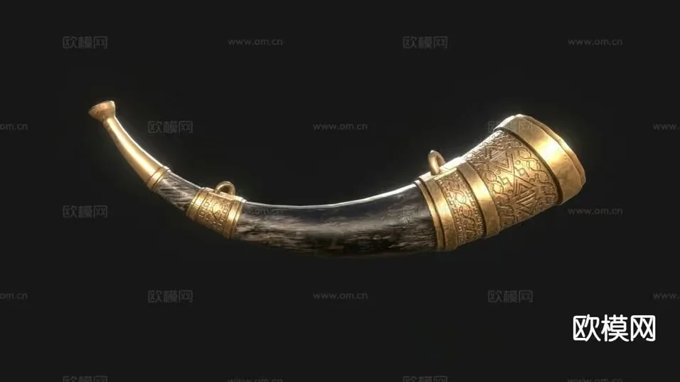 Ancient Horn 3D Model – 979 – VRAY Render