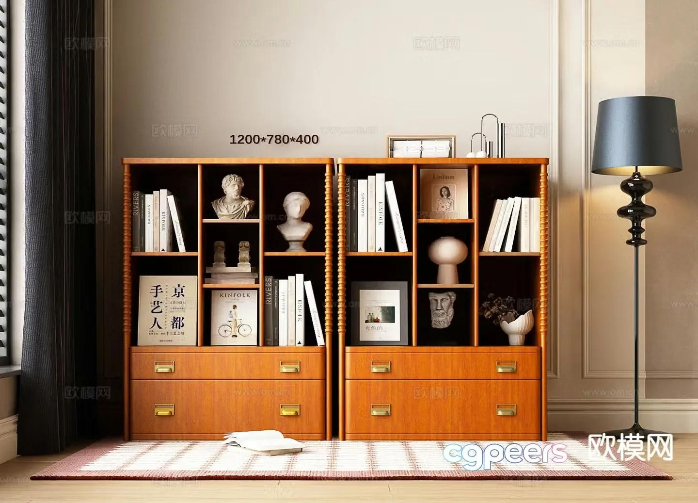 French bookcase 3d model