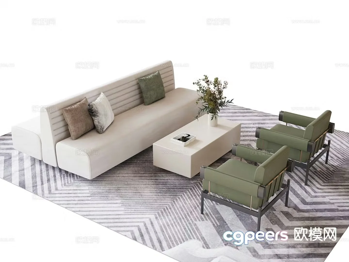 Modern sales office sofa reception sofa negotiation sofa 3d model