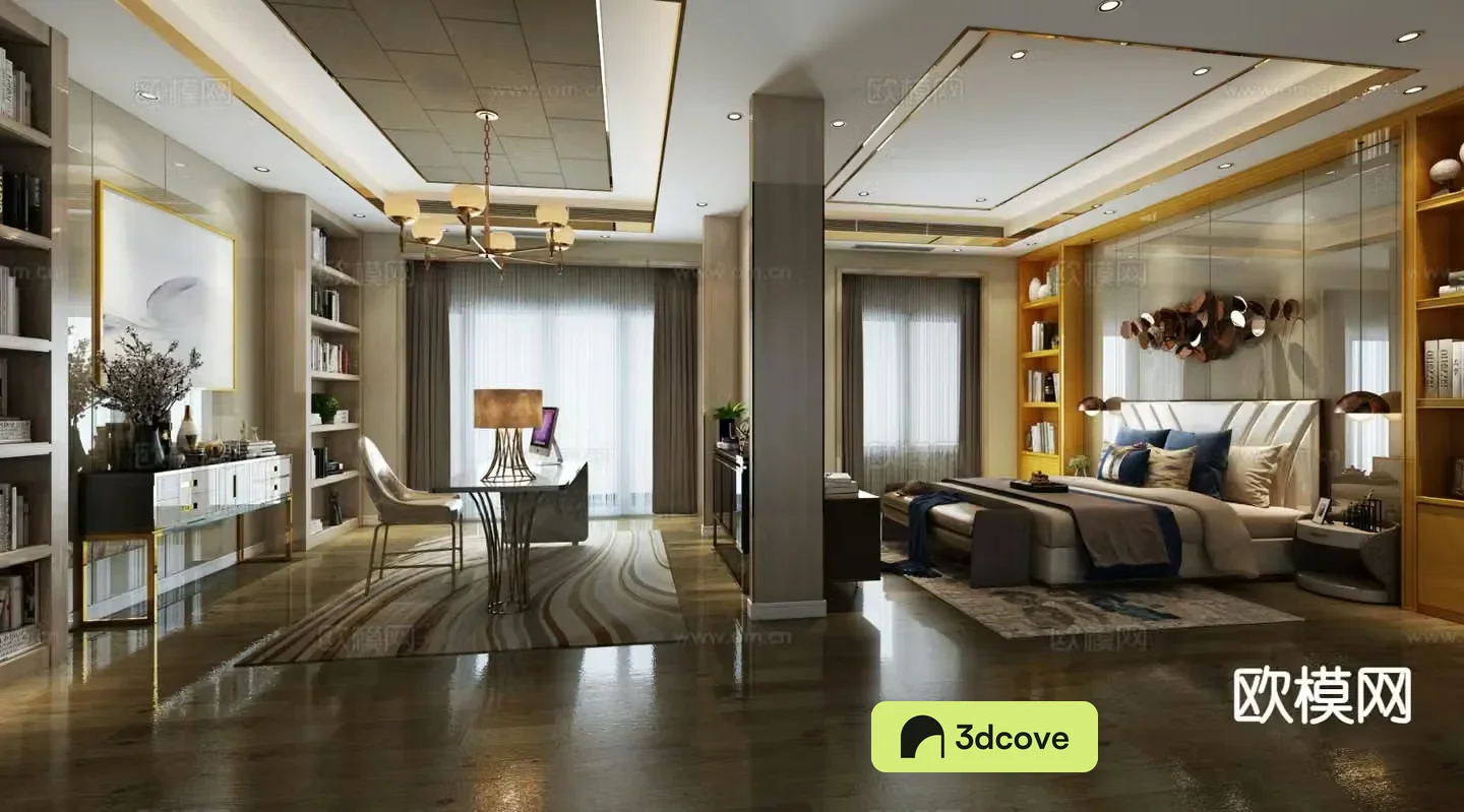 Light luxury bedroom master bedroom study