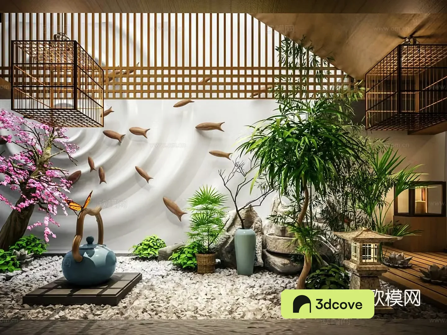 New Chinese style courtyard landscape sketch courtyard sketch