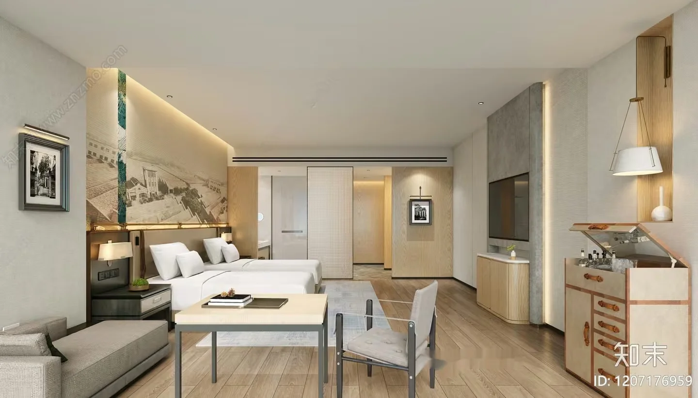 Modern Hotel Room 3D Model – 2980 – VRAY Render