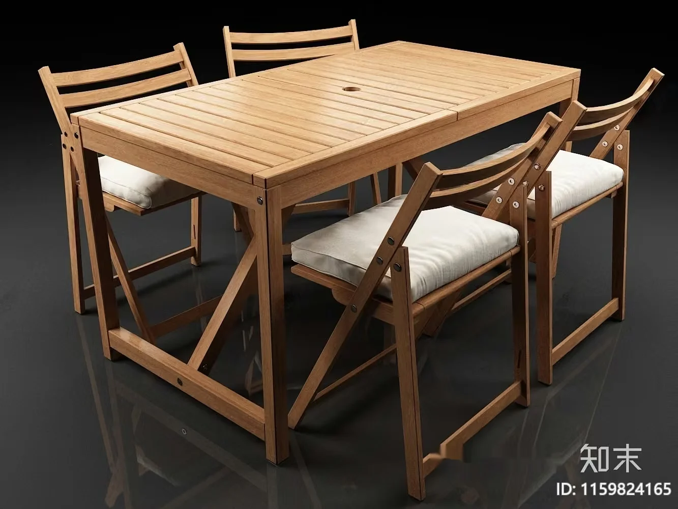 Wooden Dining Table 3D Model – 11458 – VRAY Render
