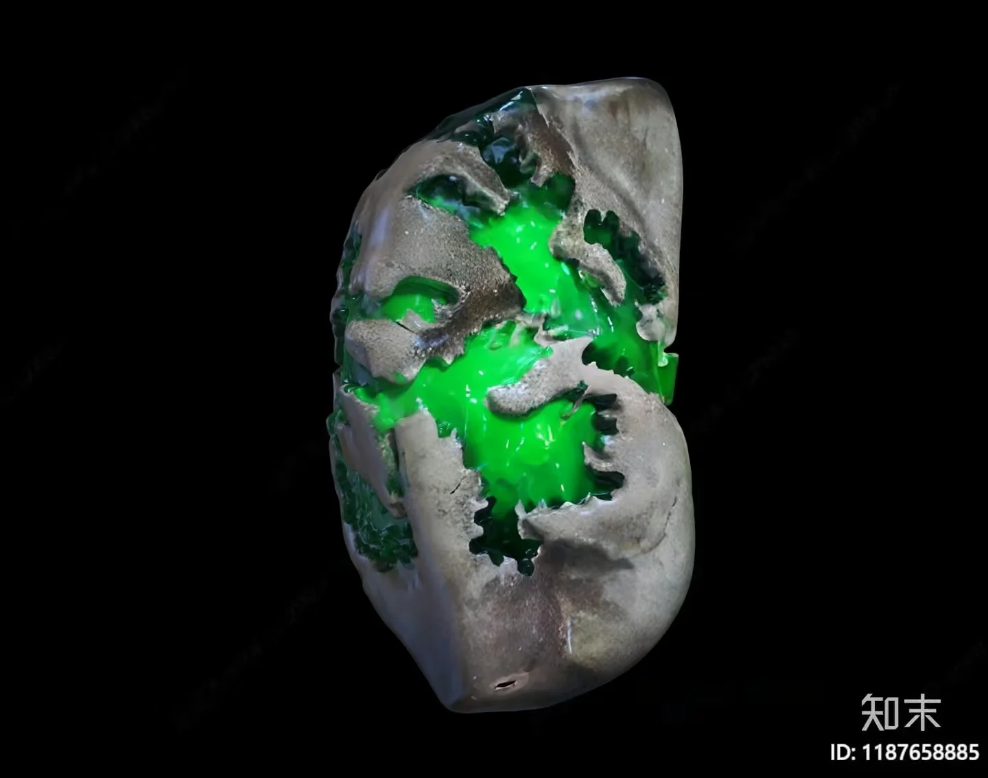A 3D Model Of A Human Head With A Green Substance Inside 3D Model – 4885 – VRAY Render