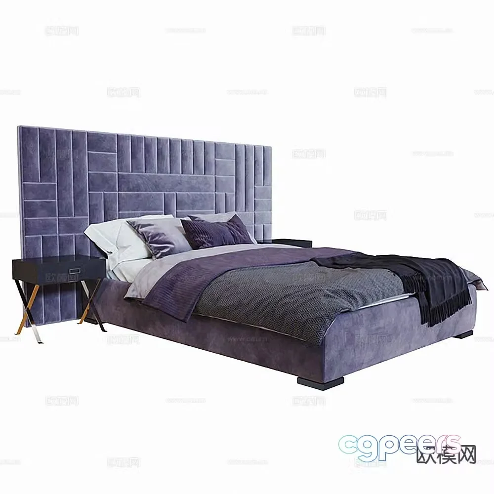 Modern double bed 3d model