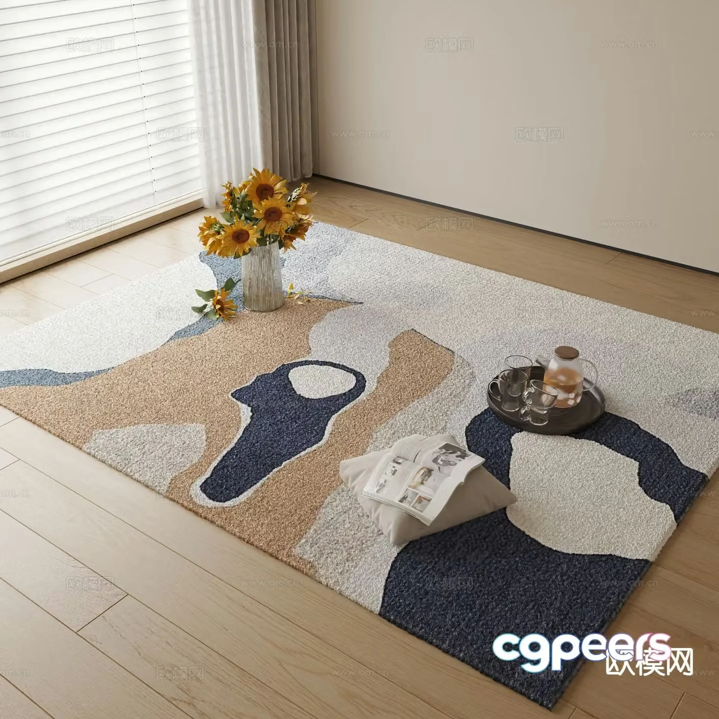 Modern carpet square rug 3d model