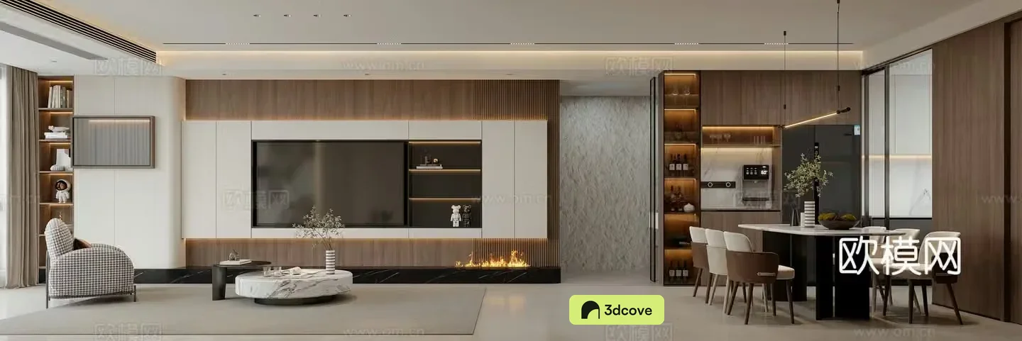 Modern living and dining room