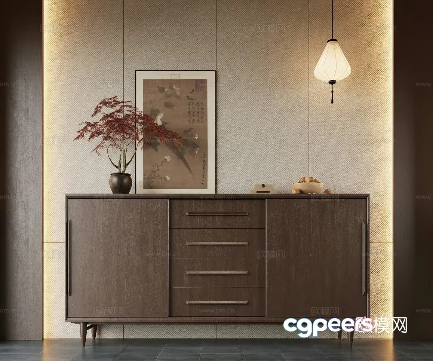 014 porch cabinet New Chinese style porch cabinet 3D model