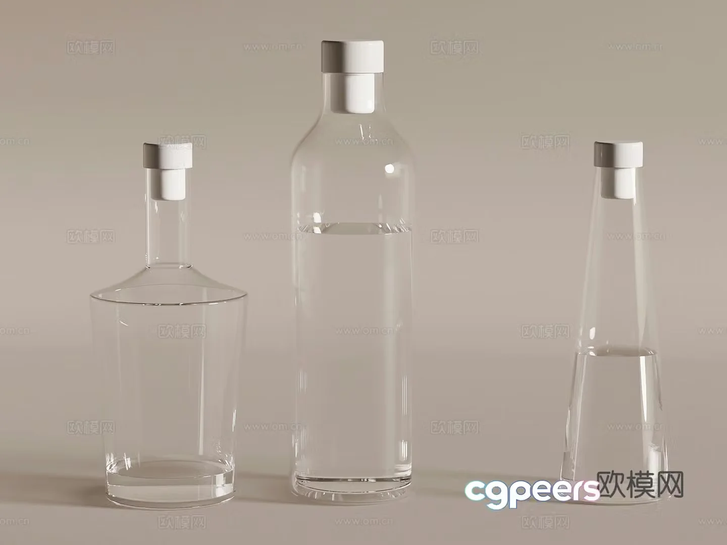 Modern glass cup water bottle 3d model