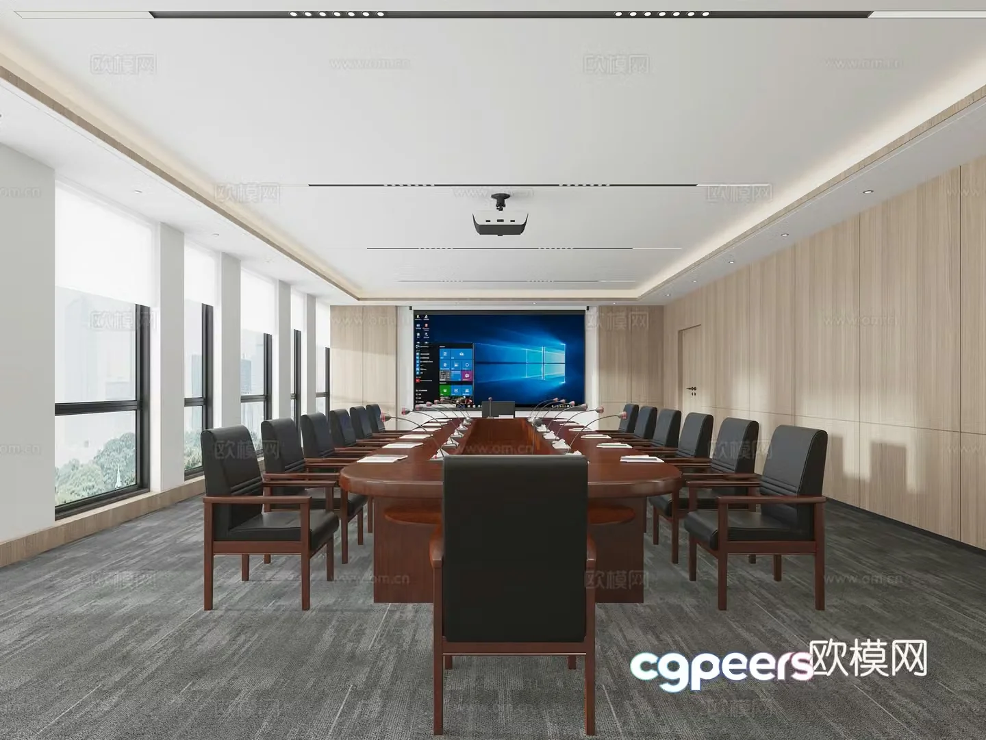 New Chinese-style conference room Government conference room 3D model