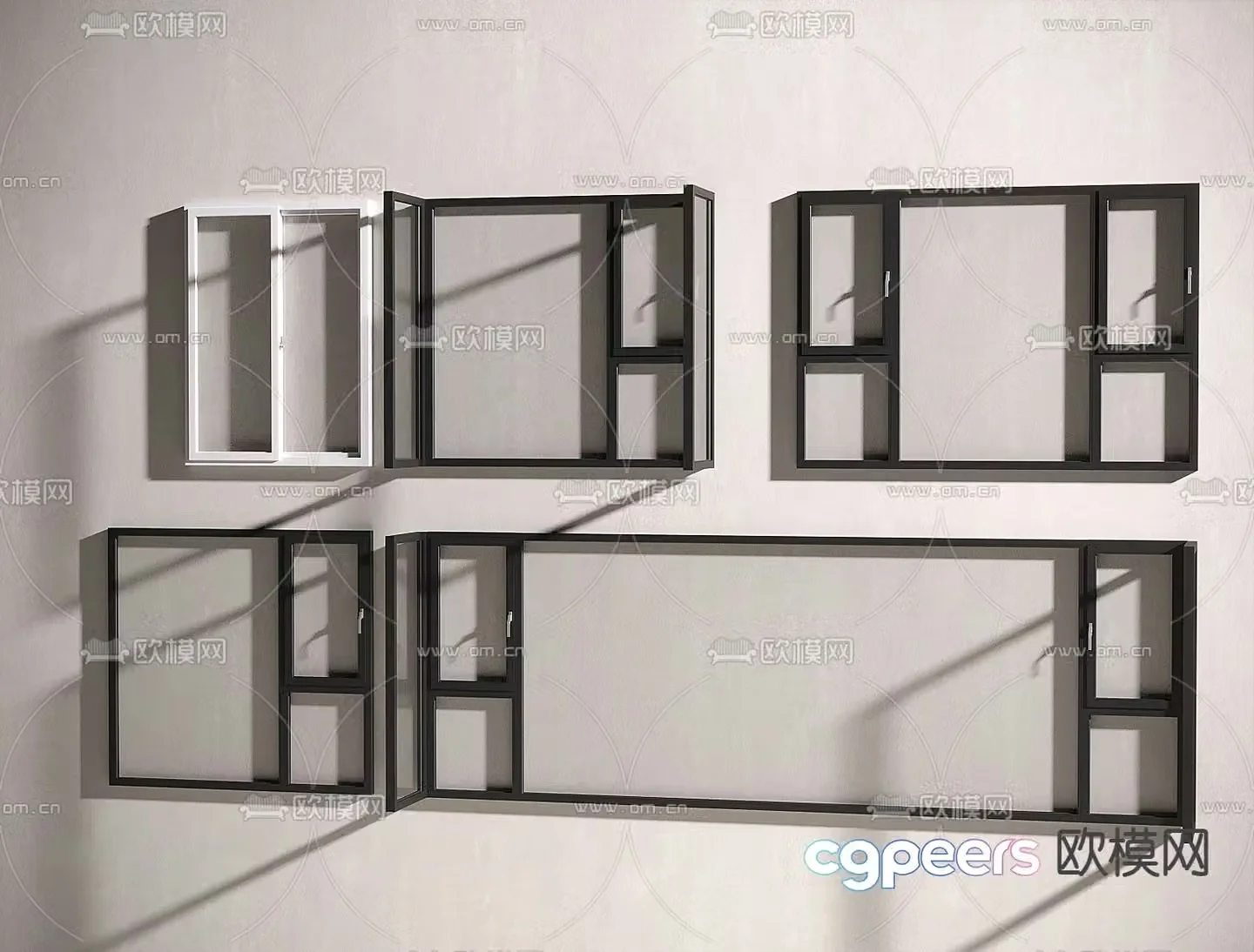 Glass windows Floor to ceiling windows Balcony windows Bathroom windows 3D model