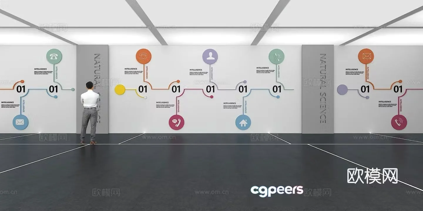 Cultural wall Corporate culture wall Display wall Classroom Exhibition hall Campus culture Corridor 3D model