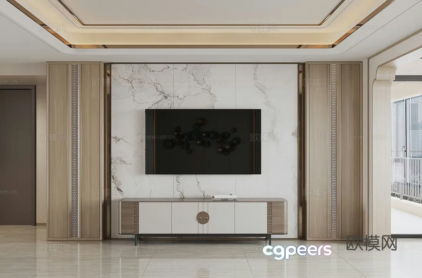 New Chinese TV background wall 3D model