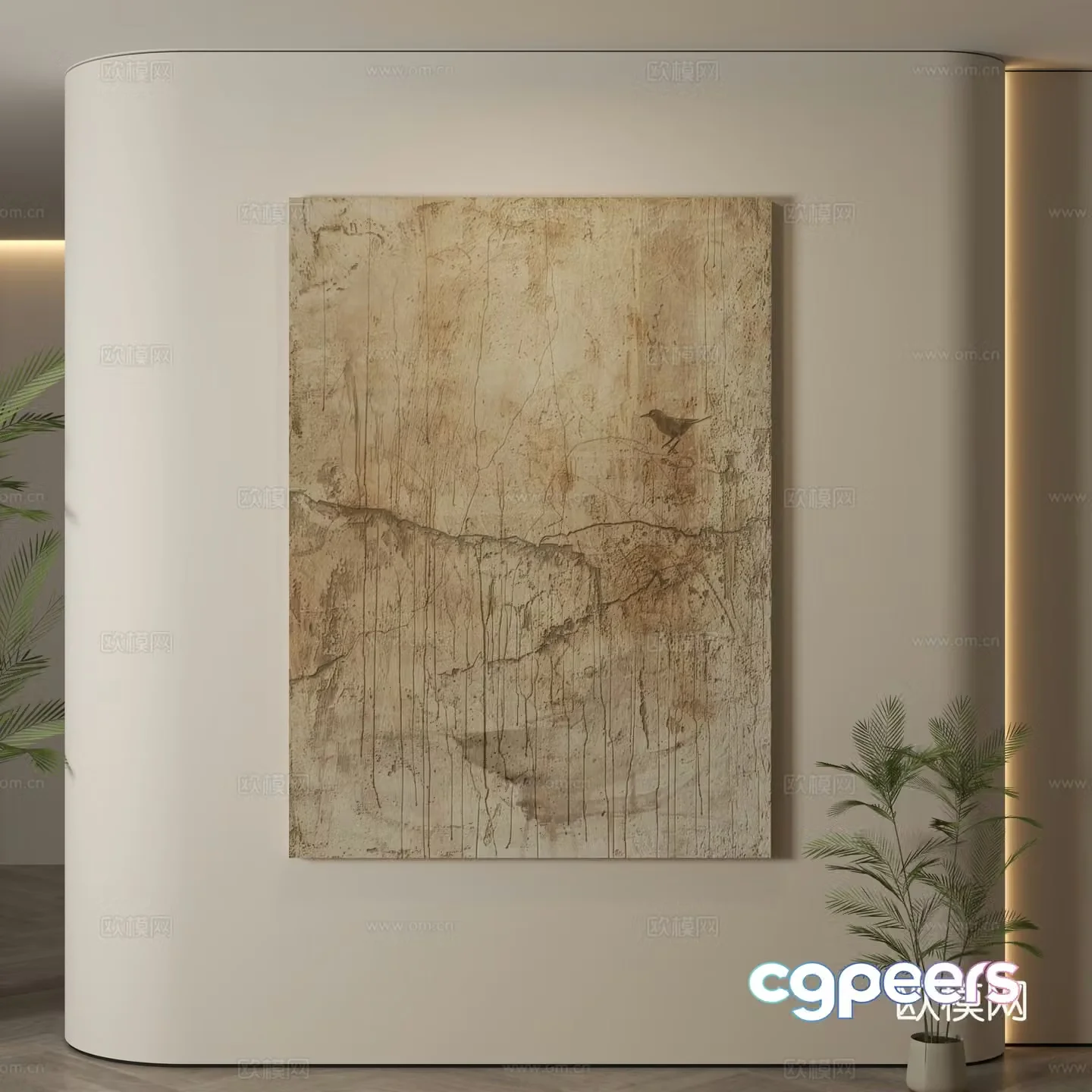 Modern hanging paintings Wasabi wind hanging paintings texture paintings abstract paintings decorative paintings 3D model